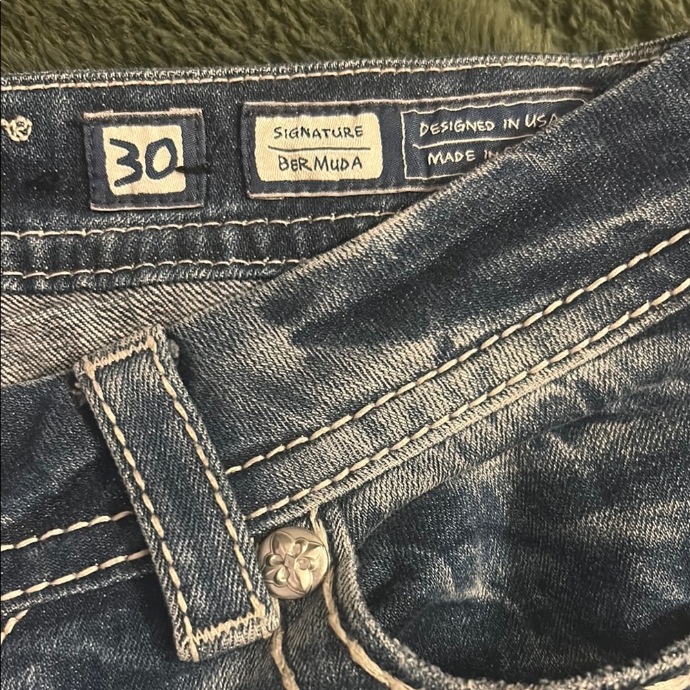 Miss Me Dark Blue Distressed Jean Shorts - Picture 2 of 7